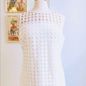 🐎 Lauren Ralph Lauren Circle Pattern Lace White Sheath Dress 14 EUC